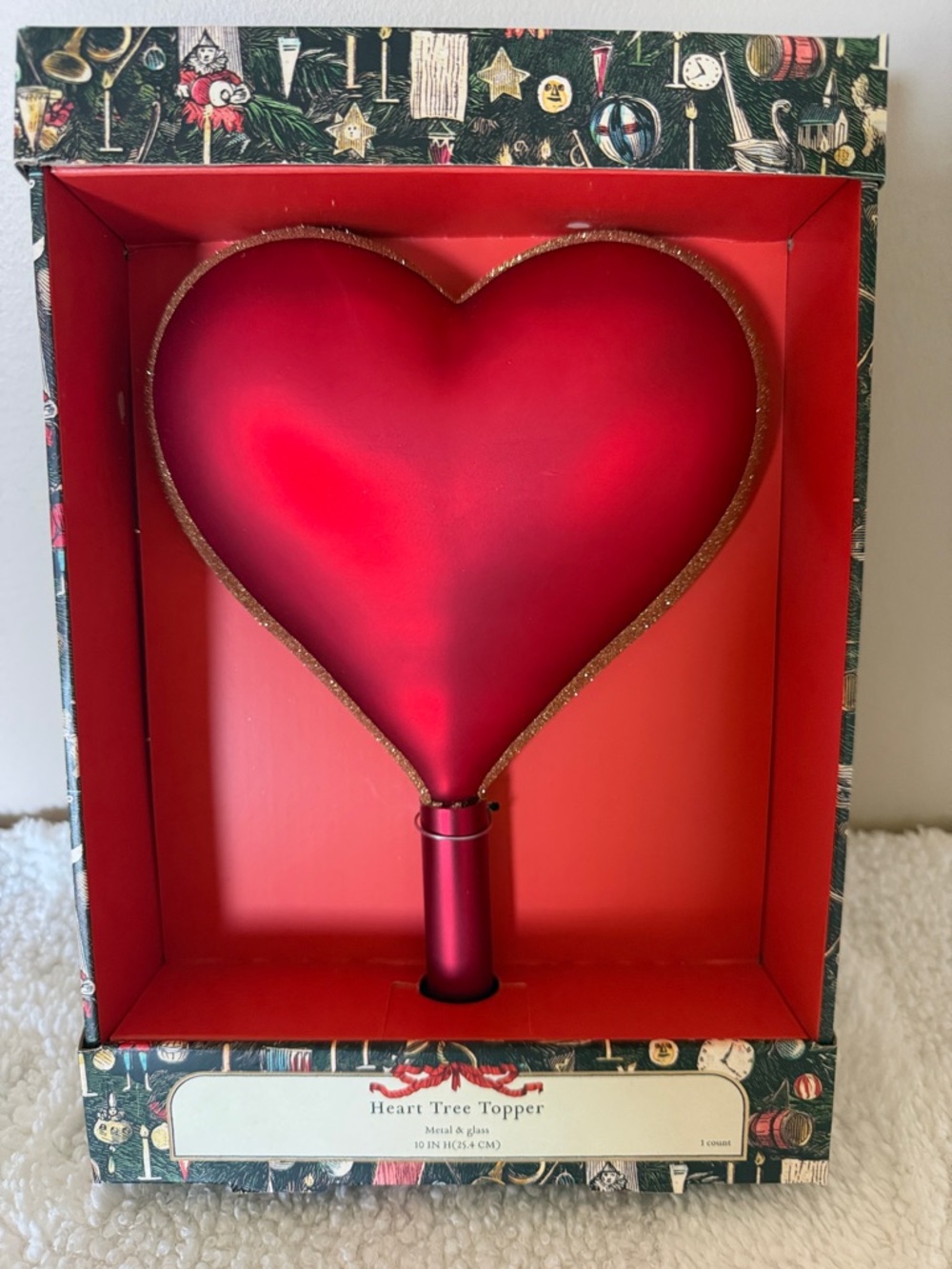 John Derian Holiday Christmas Tree 🌲 Topper Red & Gold Heart ❤️ NEW!